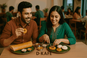 A Sweet couple eating South Indian Food in Surat